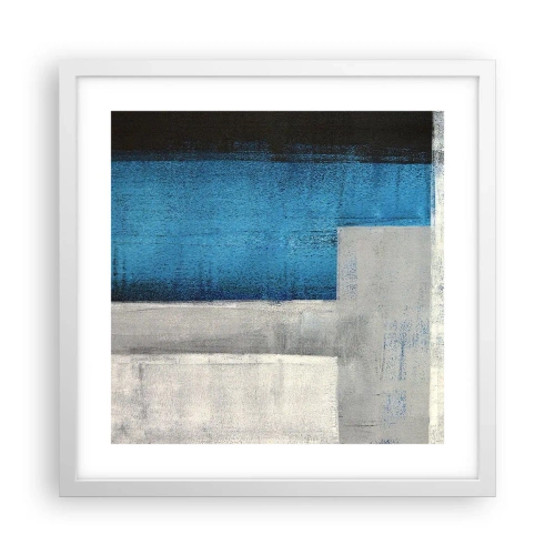 Poster in white frmae - Poetic Composition of Blue and Grey - 40x40 cm