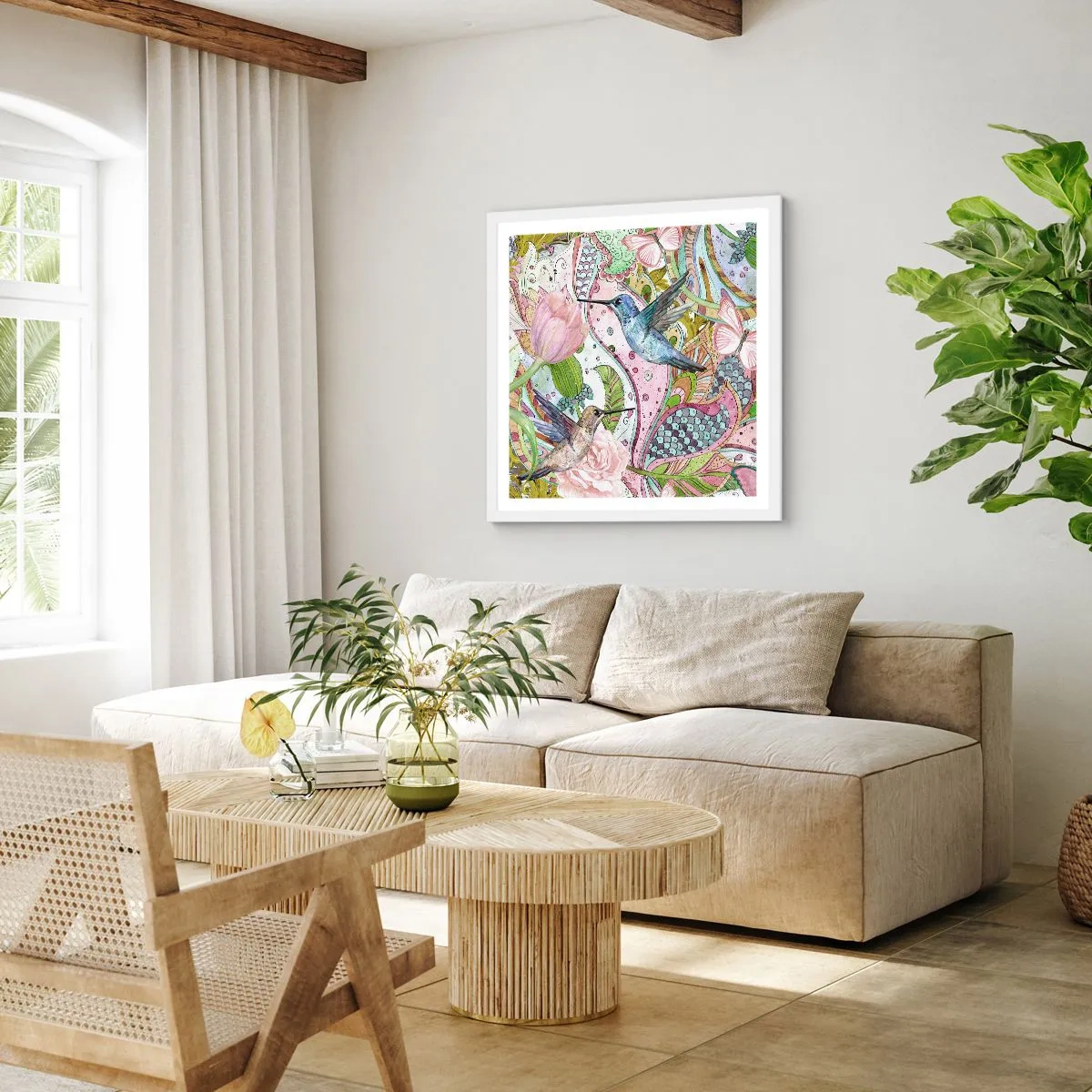 Poster in white frmae - Entwined in the Vines - 60x60 cm