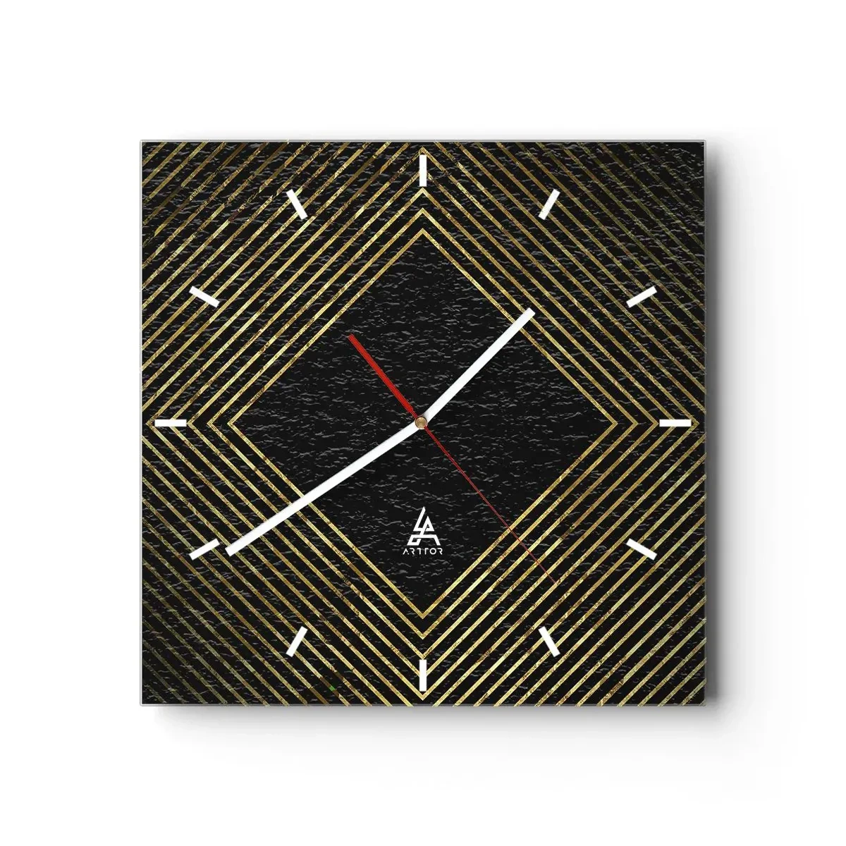 Wall clock - Clock on glass - Geometry Glamour Style - 30x30 cm
