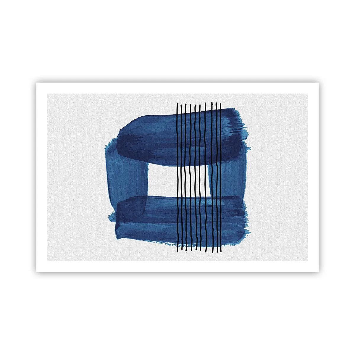 Poster - Blue and Black Composition - 91x61 cm