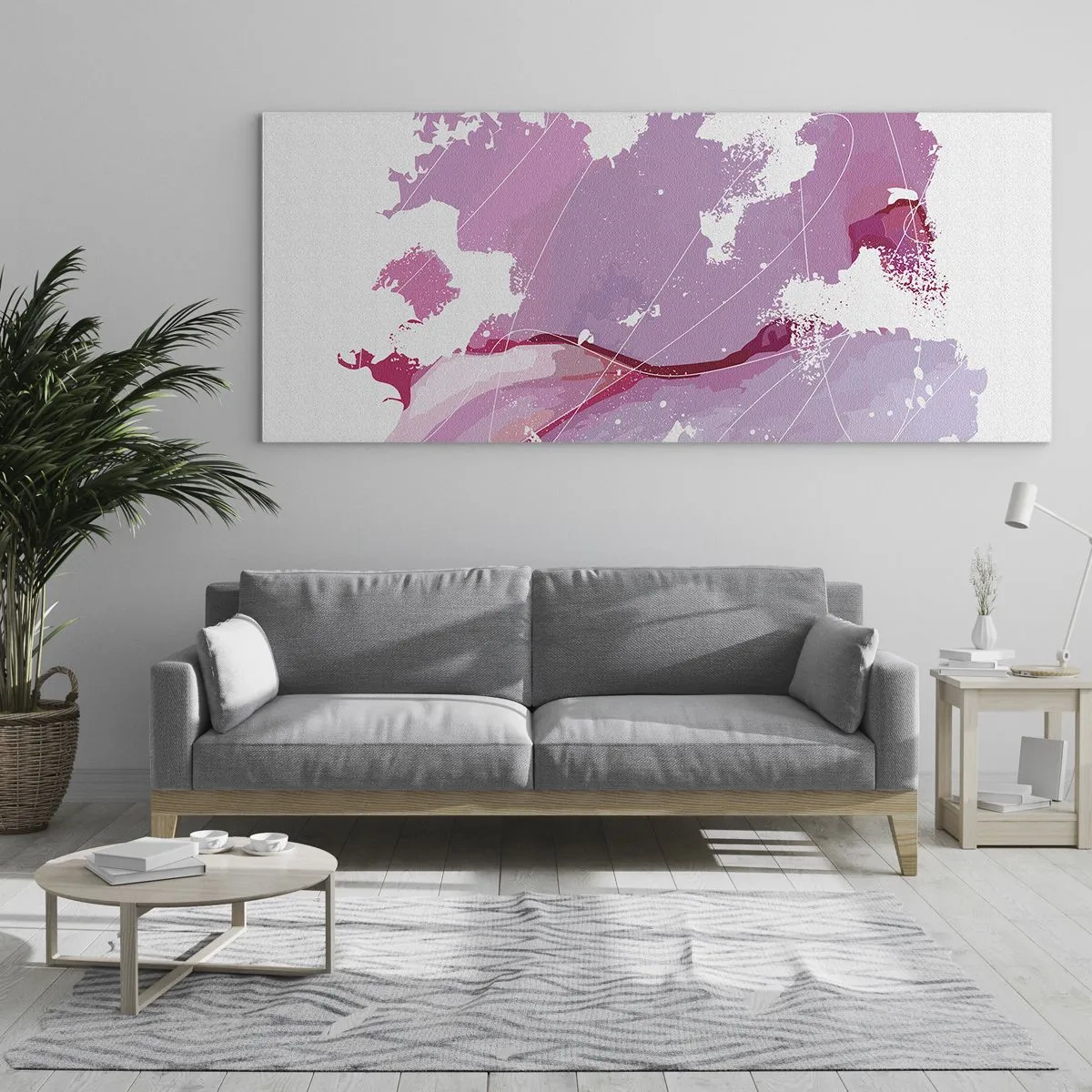 Glass picture - Map of a Pink World - 100x40 cm