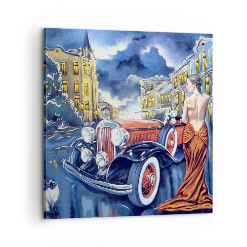 Canvas picture - Nocturne in Blue and Coral - 60x60 cm