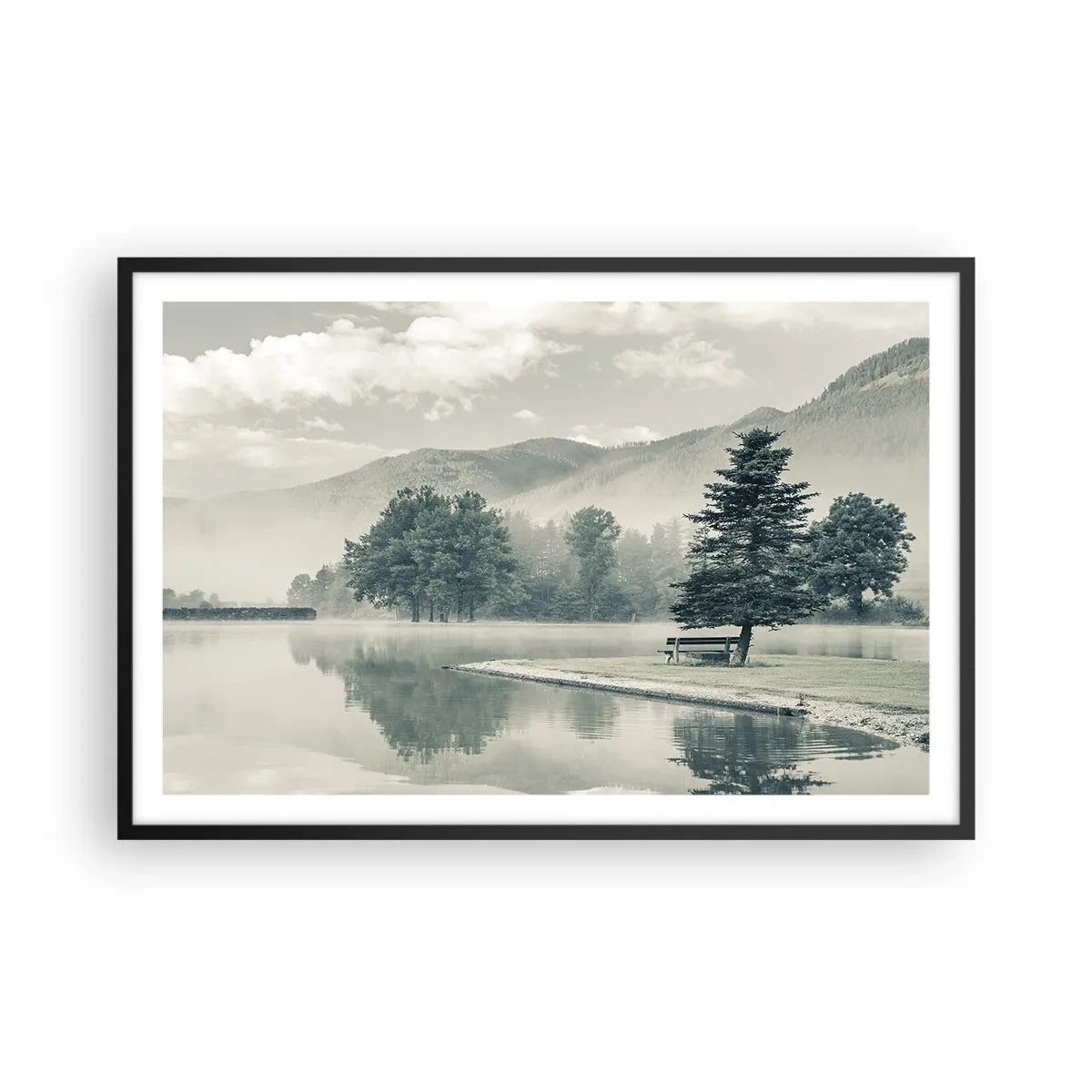 Poster in black frame - Lake Is Still Asleep - 91x61 cm