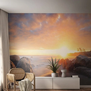 Self-Adhesive Photo Wallpaper Deluxe Sticker - Shiny Breeze of the Evening - Landscape, Sea, Sunrise - 400x280 cm