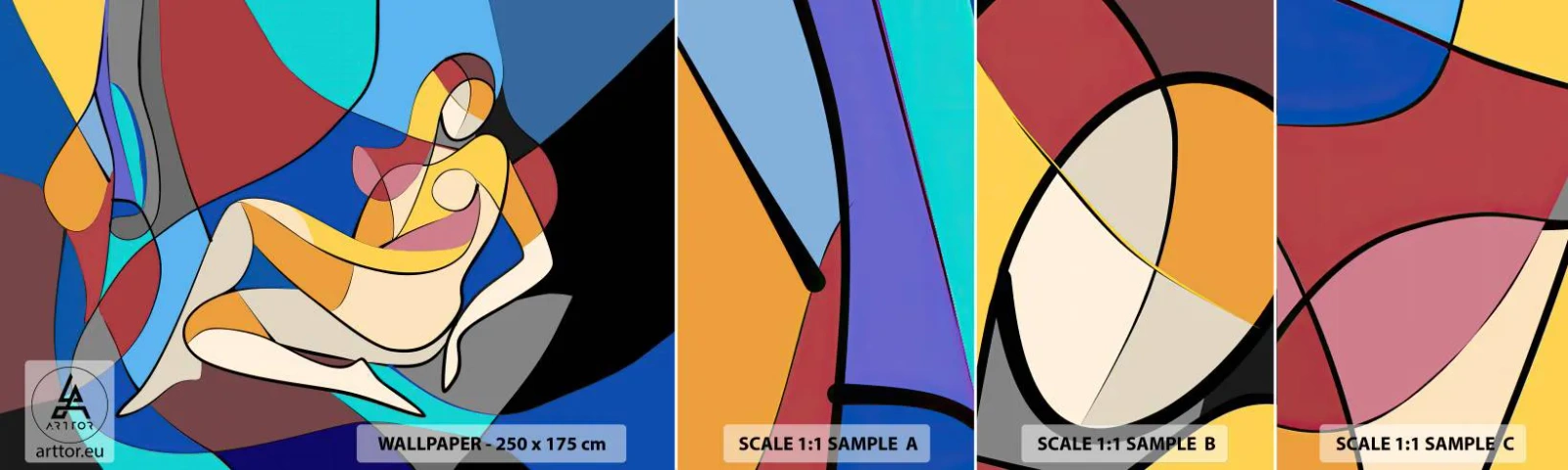 Photo Wallpaper Sample Self-Adhesive Deluxe Sticker - Cubist Nude - Cubism, Modern, Woman - 100x30 cm