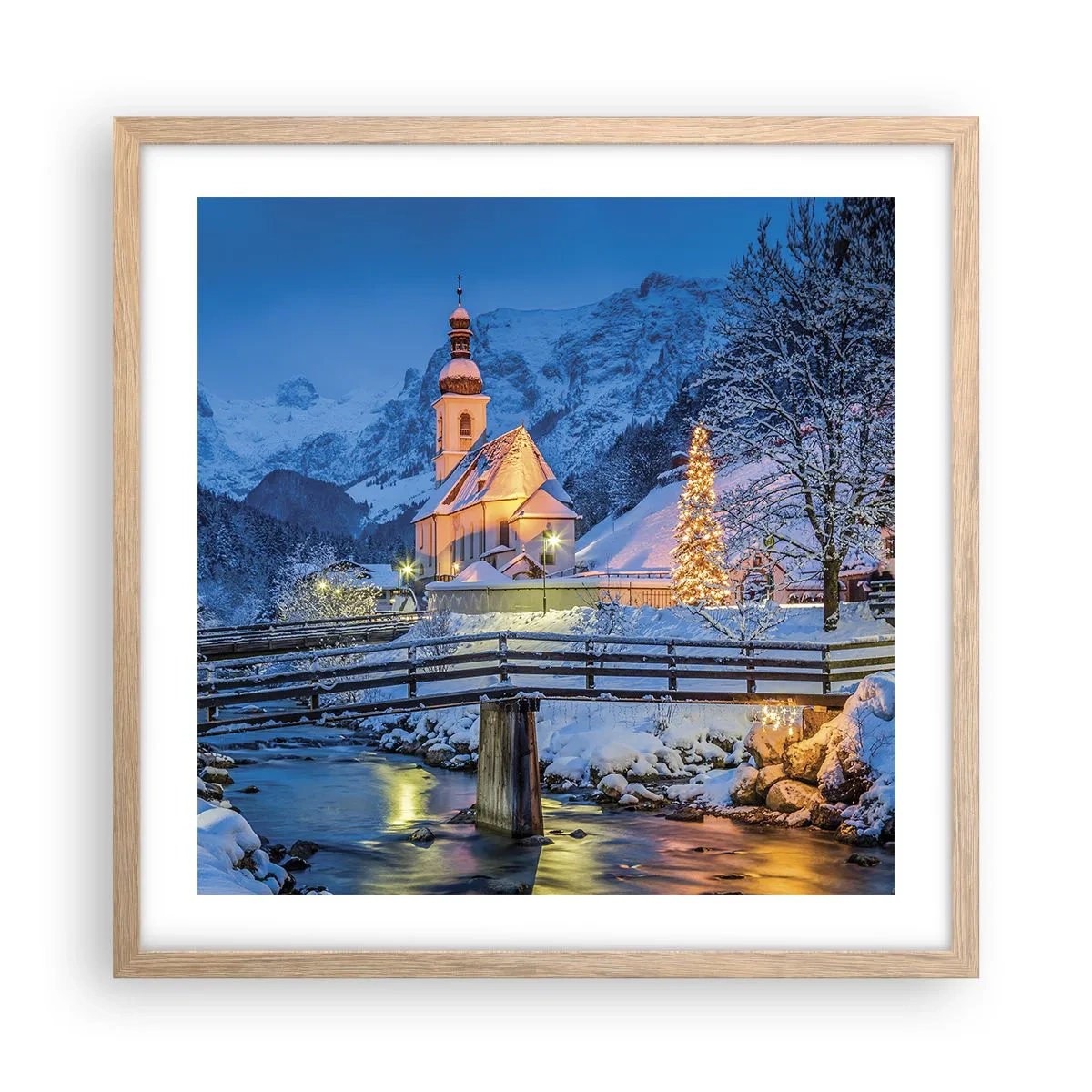 Poster in light oak frame - Spirit of Christmas - 50x50 cm