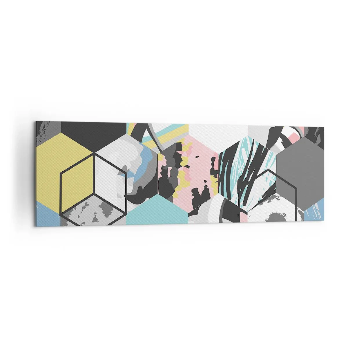 Canvas picture - Hexagons and Cubes in Six Colours - 160x50 cm