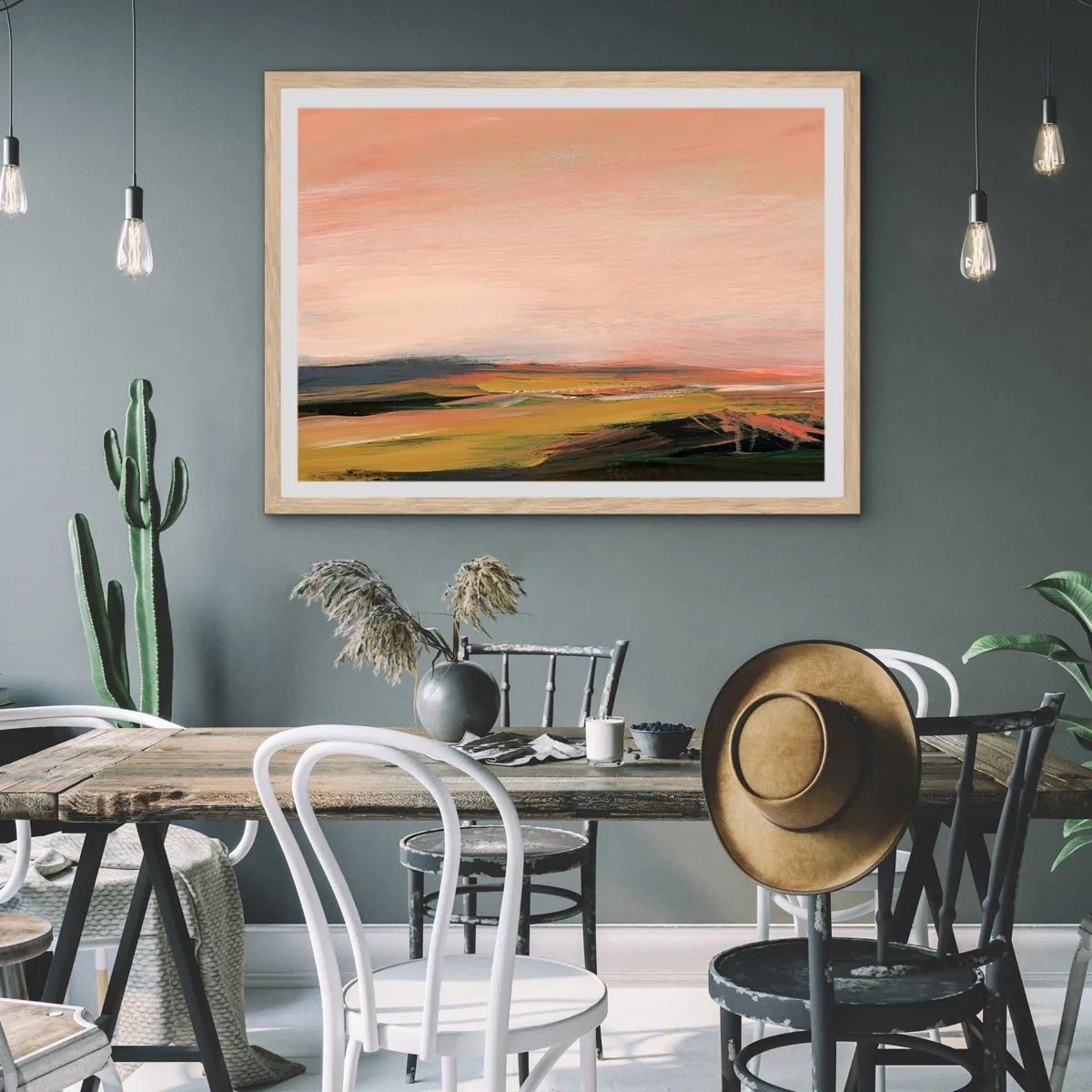 Poster in light oak frame - In Pink Tones - 91x61 cm