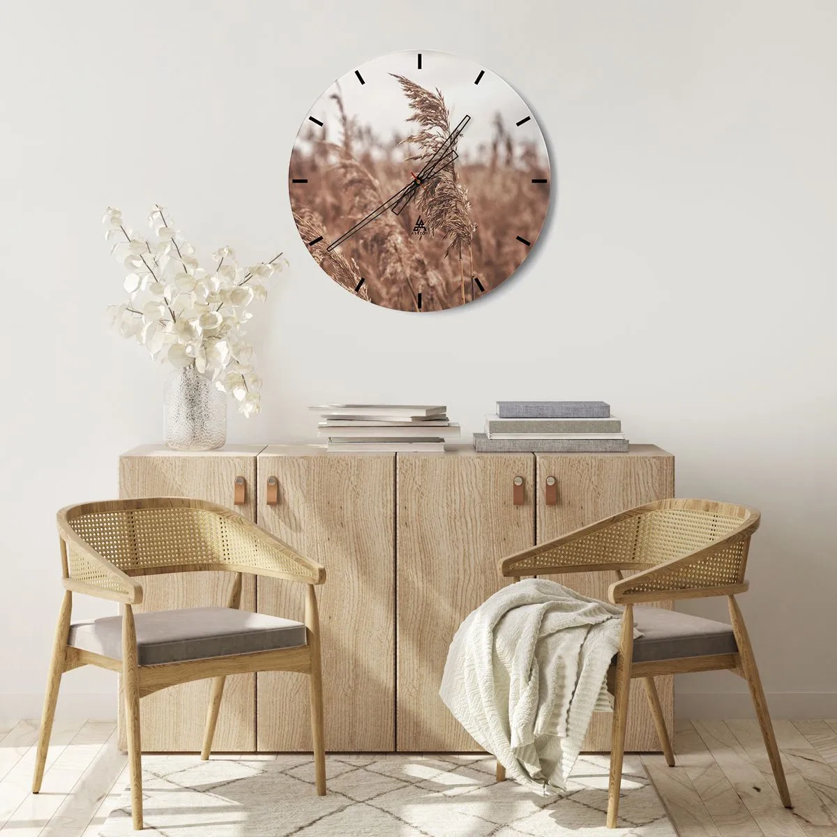 Wall clock - Clock on glass - Autumn Has Arrived in the Fields - 40x40 cm