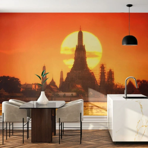 Photo Wallpaper Premium Canvas - Towards the Sun - Bangkok, Temple of Dawn, Thailand - 350x256 cm