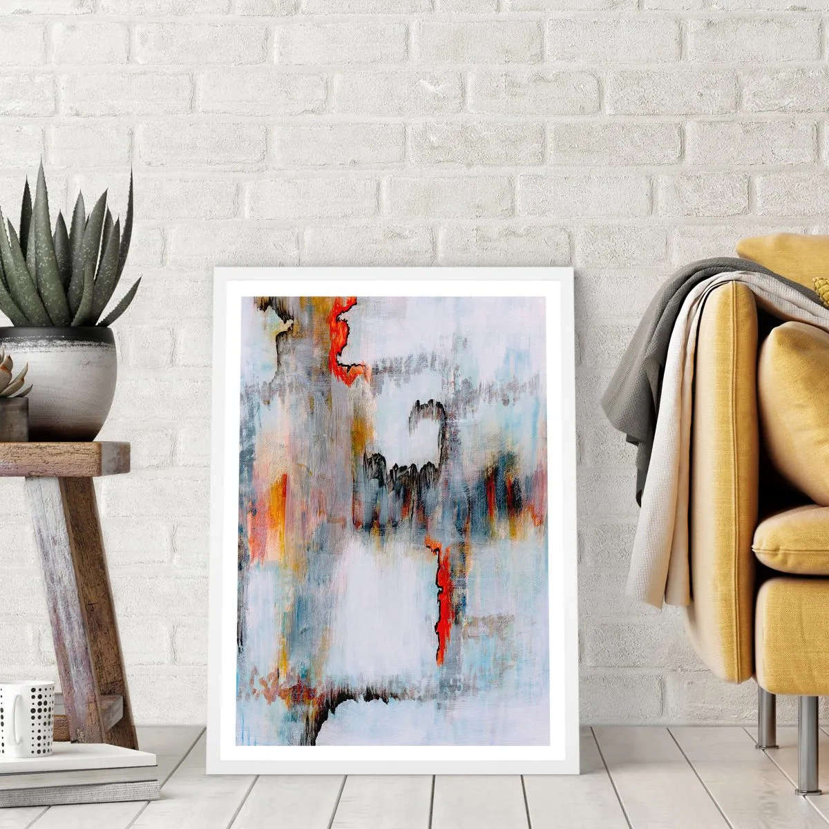 Poster in white frmae - With a Stick on Water - 50x70 cm