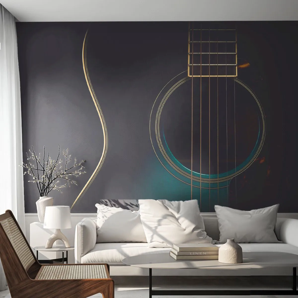 Photo Wallpaper Premium Canvas - A Moment Before It Sounds - Guitar, Music, Strings - 250x175 cm