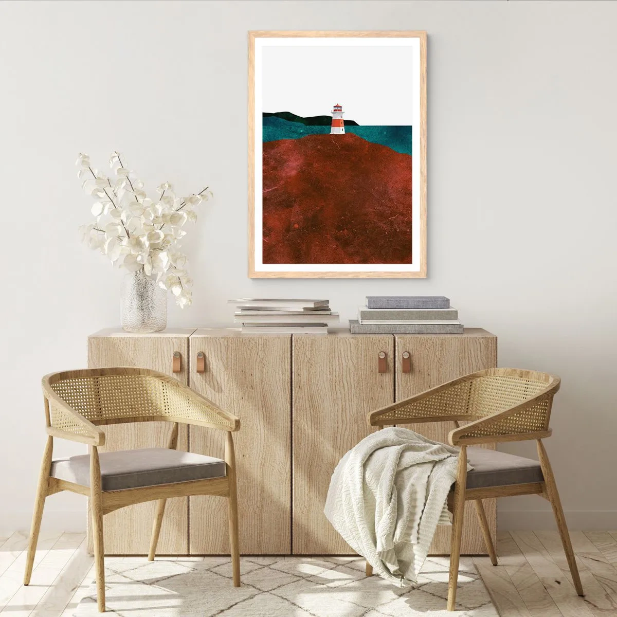 Poster in light oak frame - Gazing at the Sea - 61x91 cm