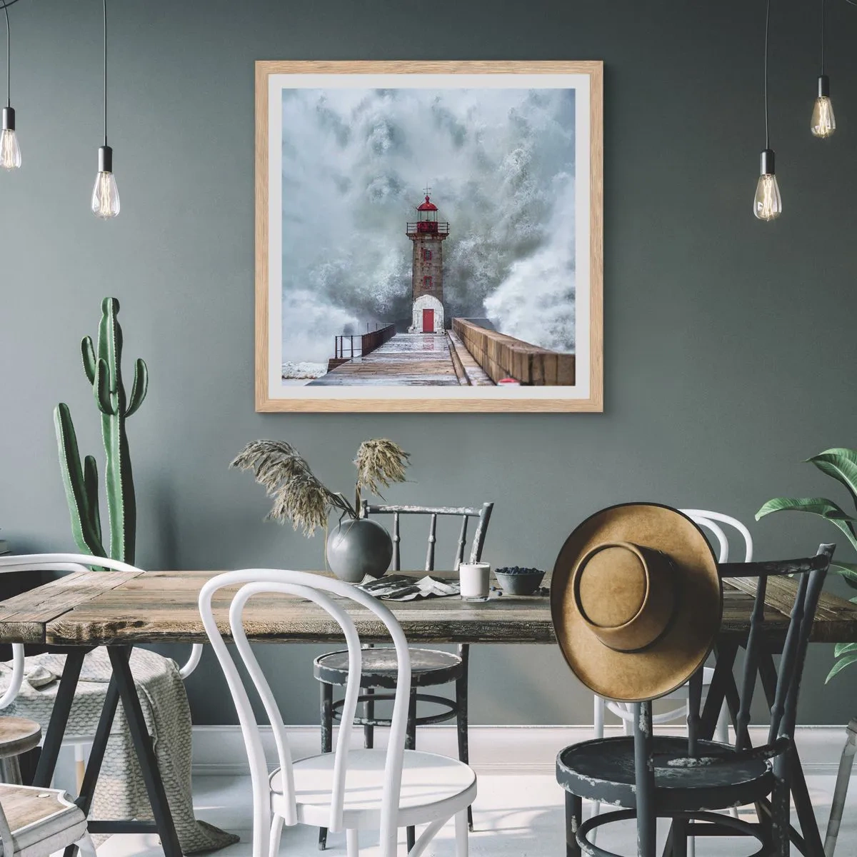 Poster in light oak frame - Roar of Waters, Whirr of the Wind - 30x30 cm