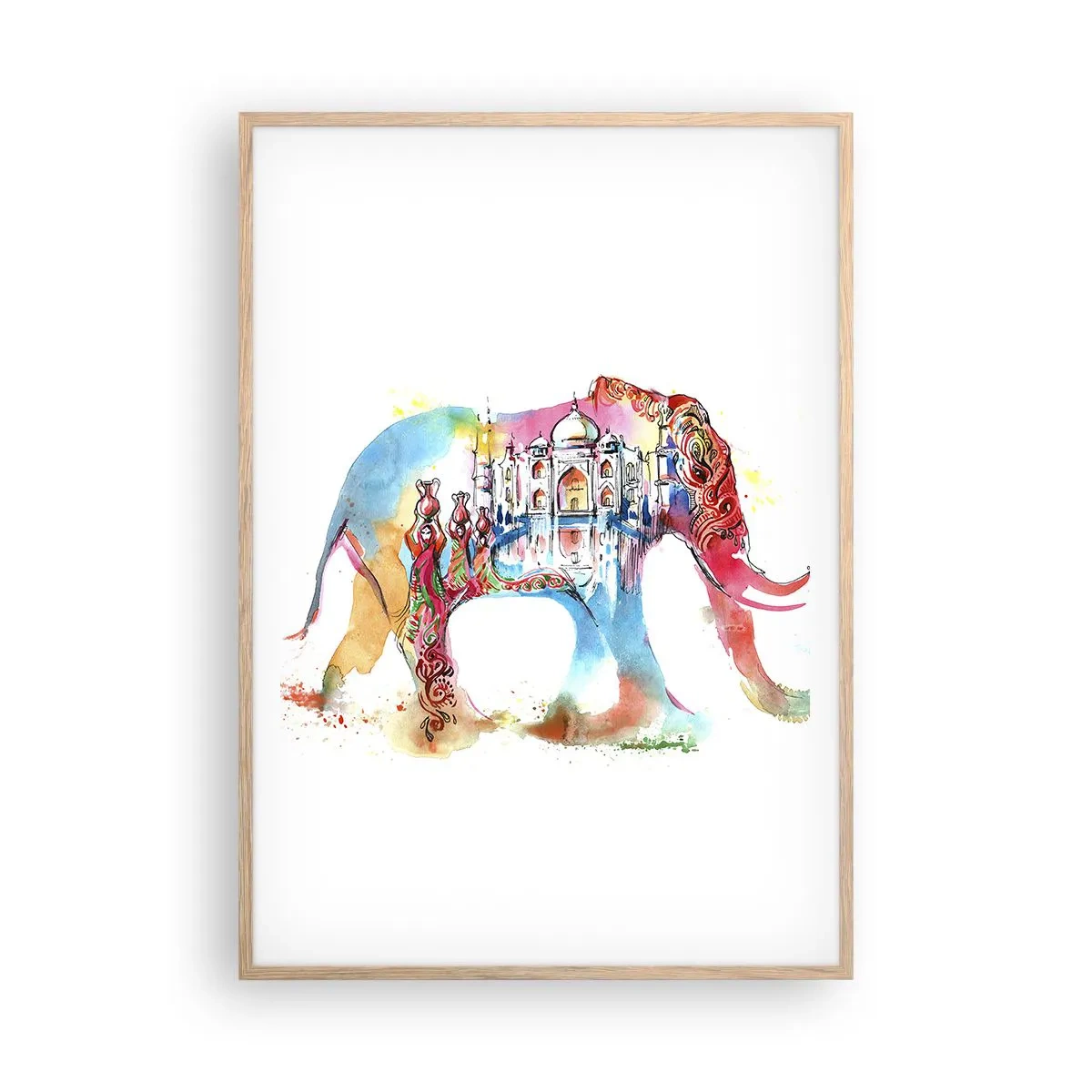 Poster in light oak frame - India - Atmosphere of Love - 70x100 cm