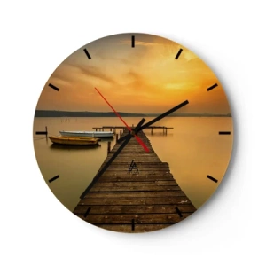 Wall clock - Clock on glass - I Will Open up Golden Sky before You - 40x40 cm