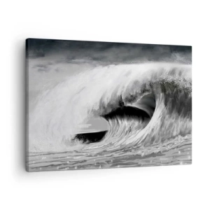 Canvas picture - Dramatic ocean wave in monochrome - 70x50cm - Wrath of the Ocean - Modern wall decoration for the living room and bedroom ARTTOR