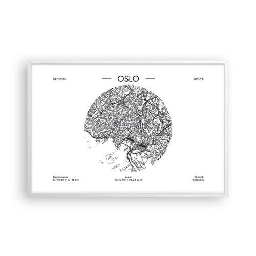Poster in white frmae - Anatomy of Oslo - 91x61 cm