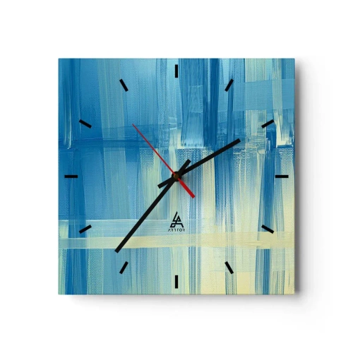 Wall clock - Clock on glass - Composition In Turquoise - 40x40 cm