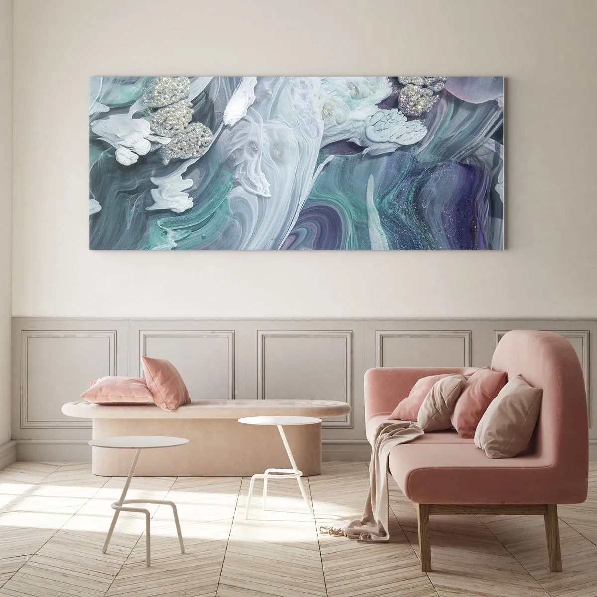 Glass picture - Currents of Blue - 90x30 cm