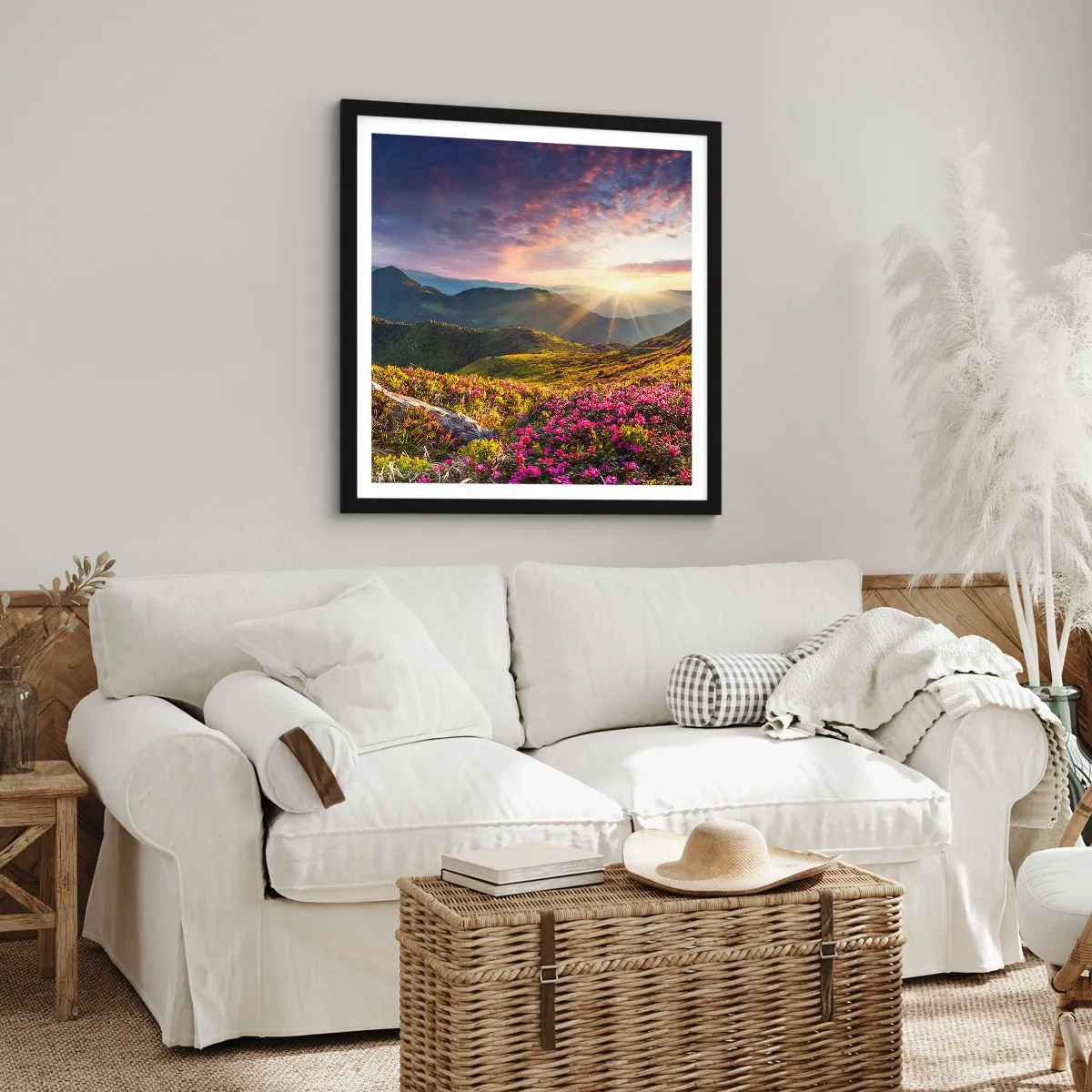 Poster in black frame - Freshness of Mountain Morning - 50x50 cm
