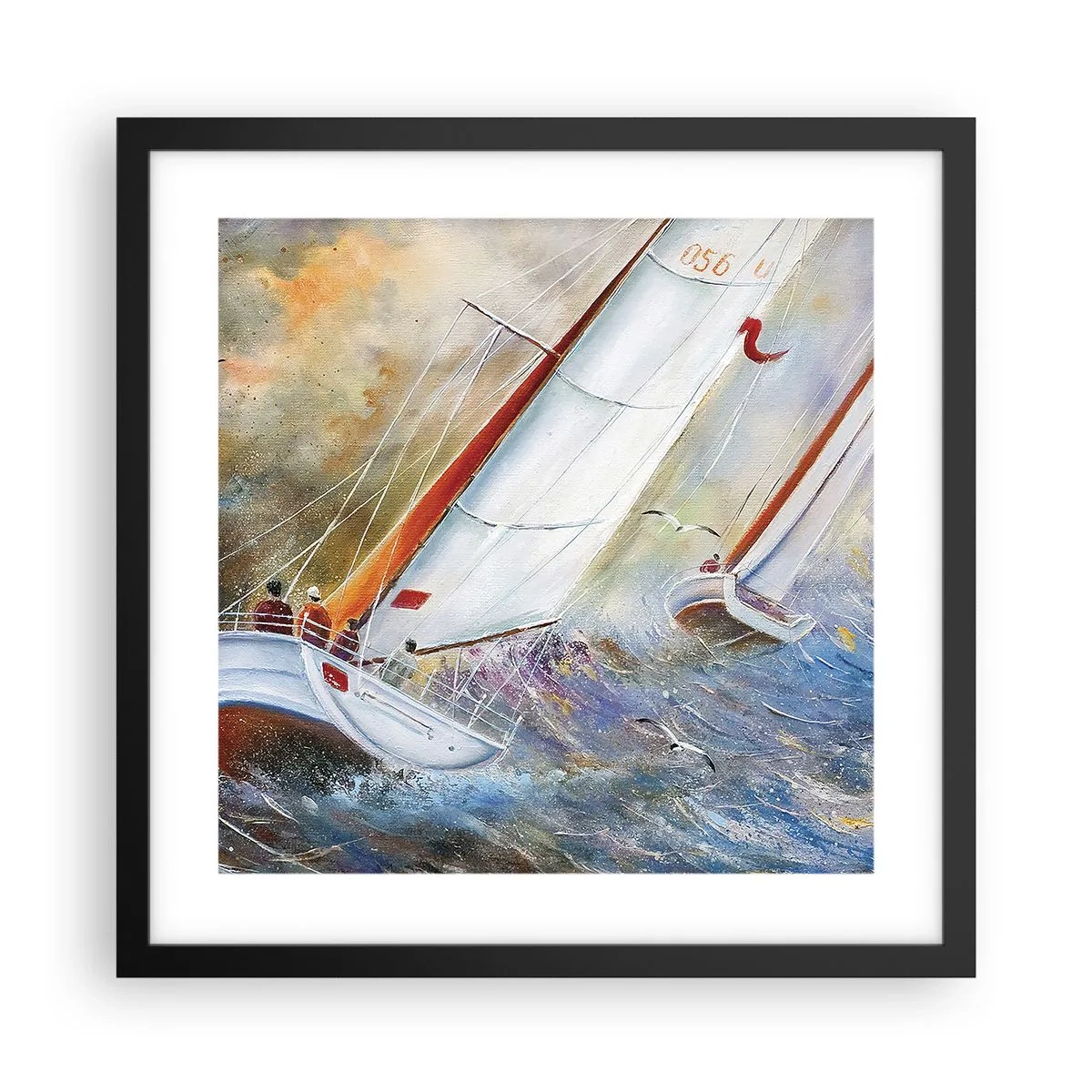 Poster in black frame - Running on the Waves - 40x40 cm