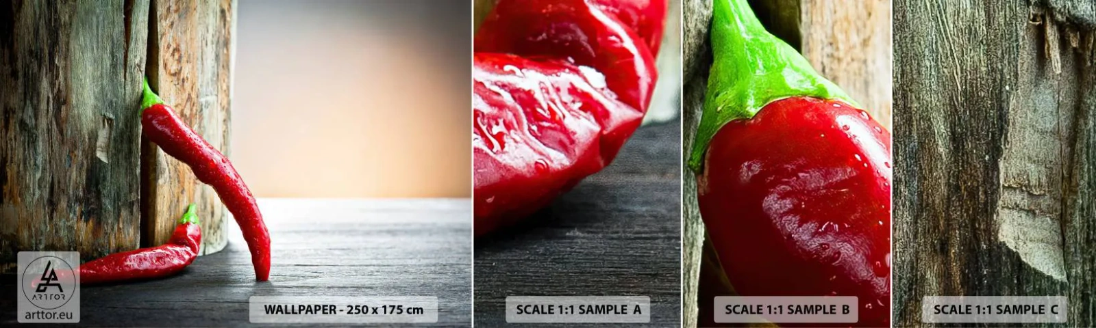 Photo Wallpaper Sample Self-Adhesive Deluxe Sticker - Red Hot Chilli Peppers - Pepper, Chilli, Seasoning - 100x30 cm