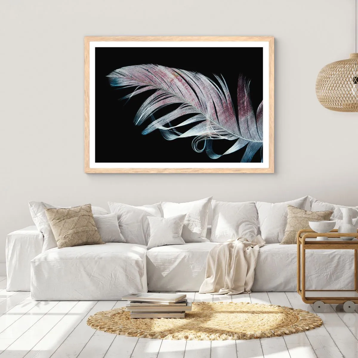 Poster in light oak frame - Think about Touch - 100x70 cm