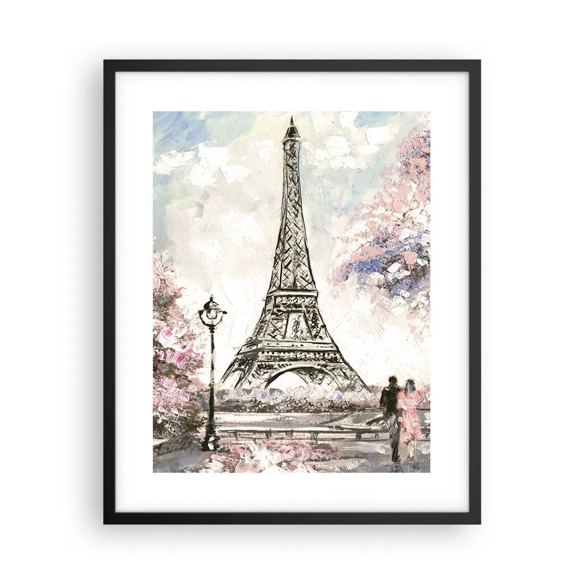 Poster in black frame - April Walk in Paris - 40x50 cm