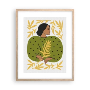 Poster in light oak frame - Hawaian Girl - 40x50 cm