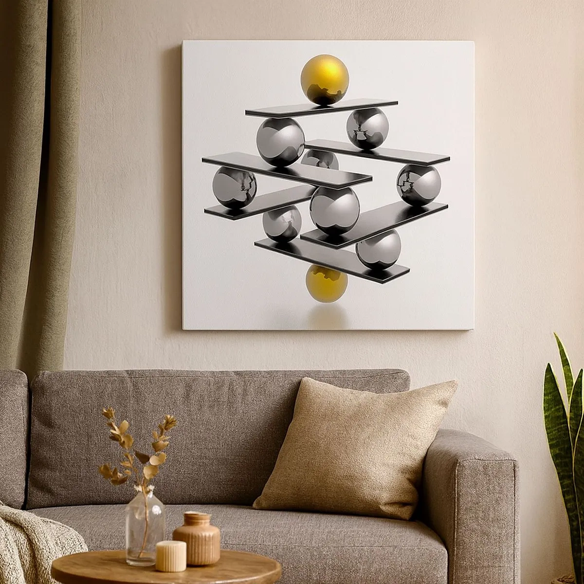 Canvas picture - Gold-Silver Balance - 30x30 cm