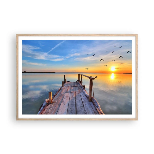Poster in light oak frame - Walk towards the Sun - 100x70 cm