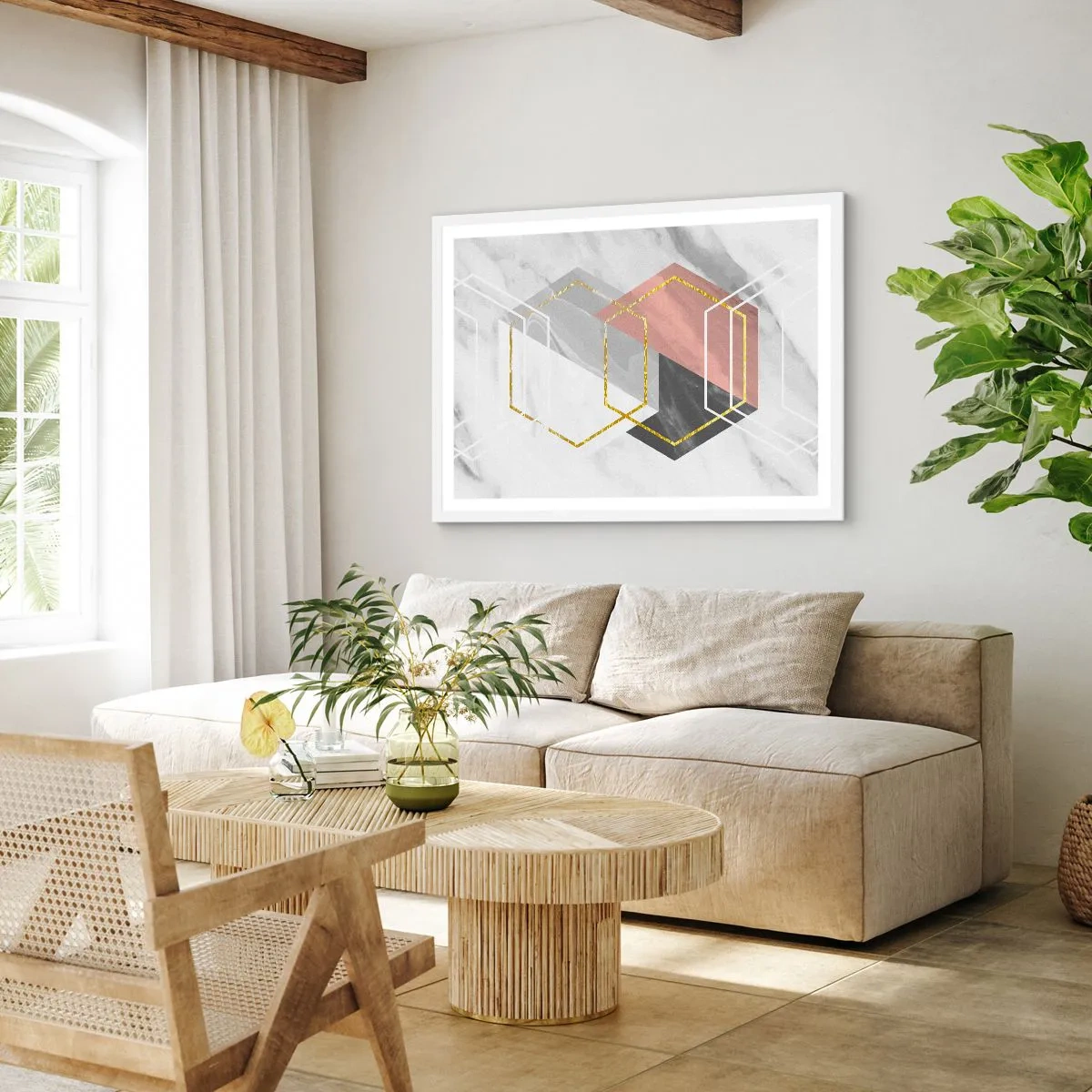 Poster in white frmae - Chain Composition - 40x30 cm