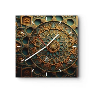Wall clock - Clock on glass - In Arabic Style - 40x40 cm