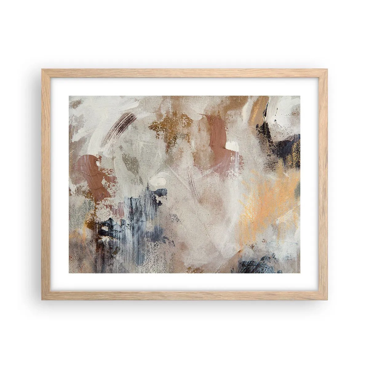 Poster in light oak frame - Foggy Abstract - 50x40 cm