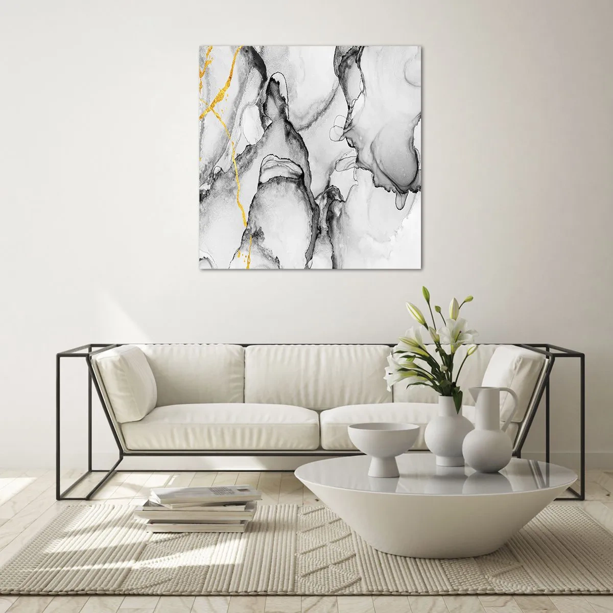 Glass picture - Composition with a Golden Motif - 70x70 cm