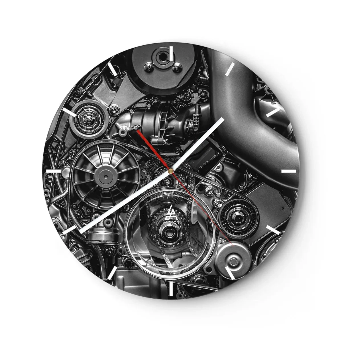 Wall clock - Clock on glass - Poetry of Mechanics - 40x40 cm