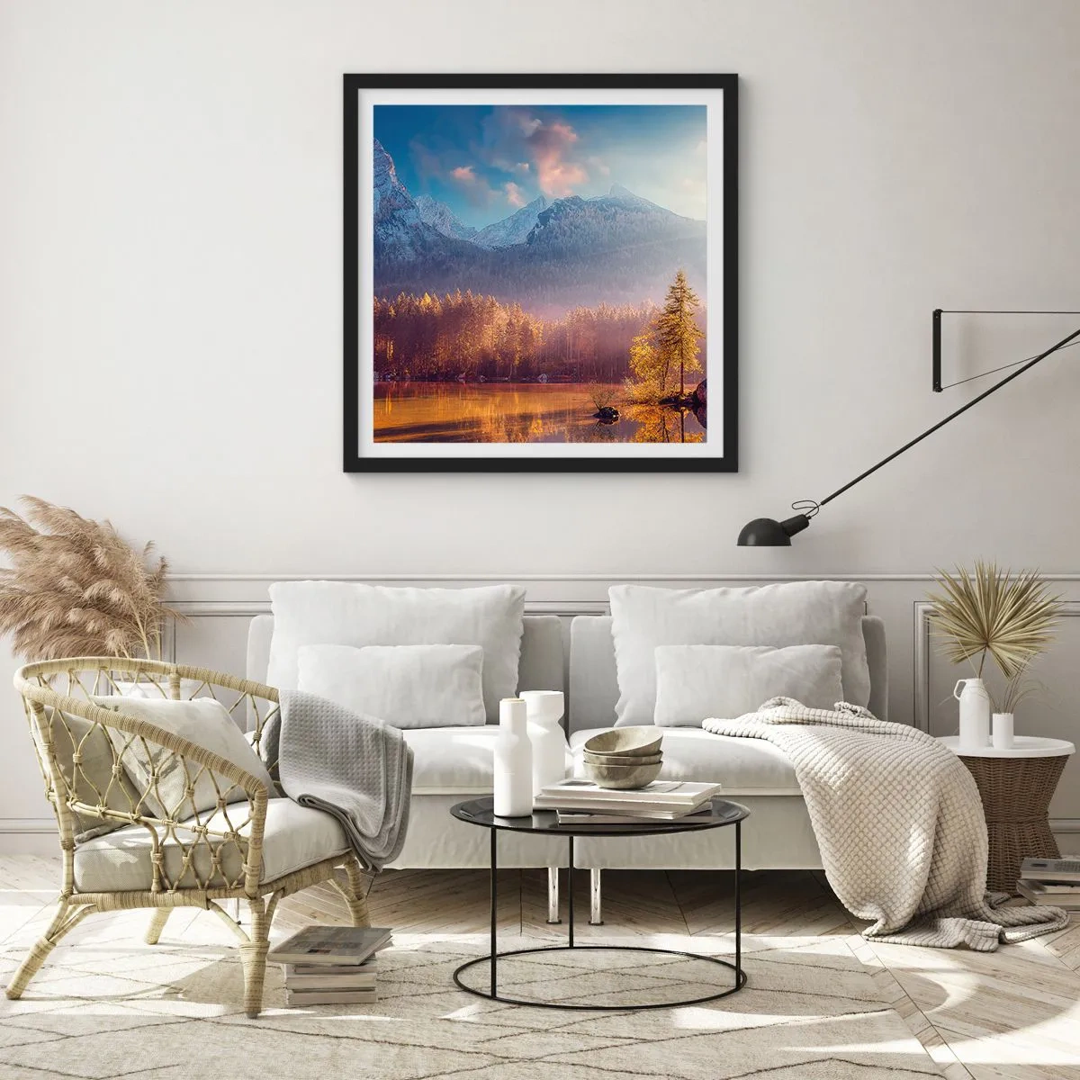 Poster in black frame - In the Mountains and Valleys - 40x40 cm