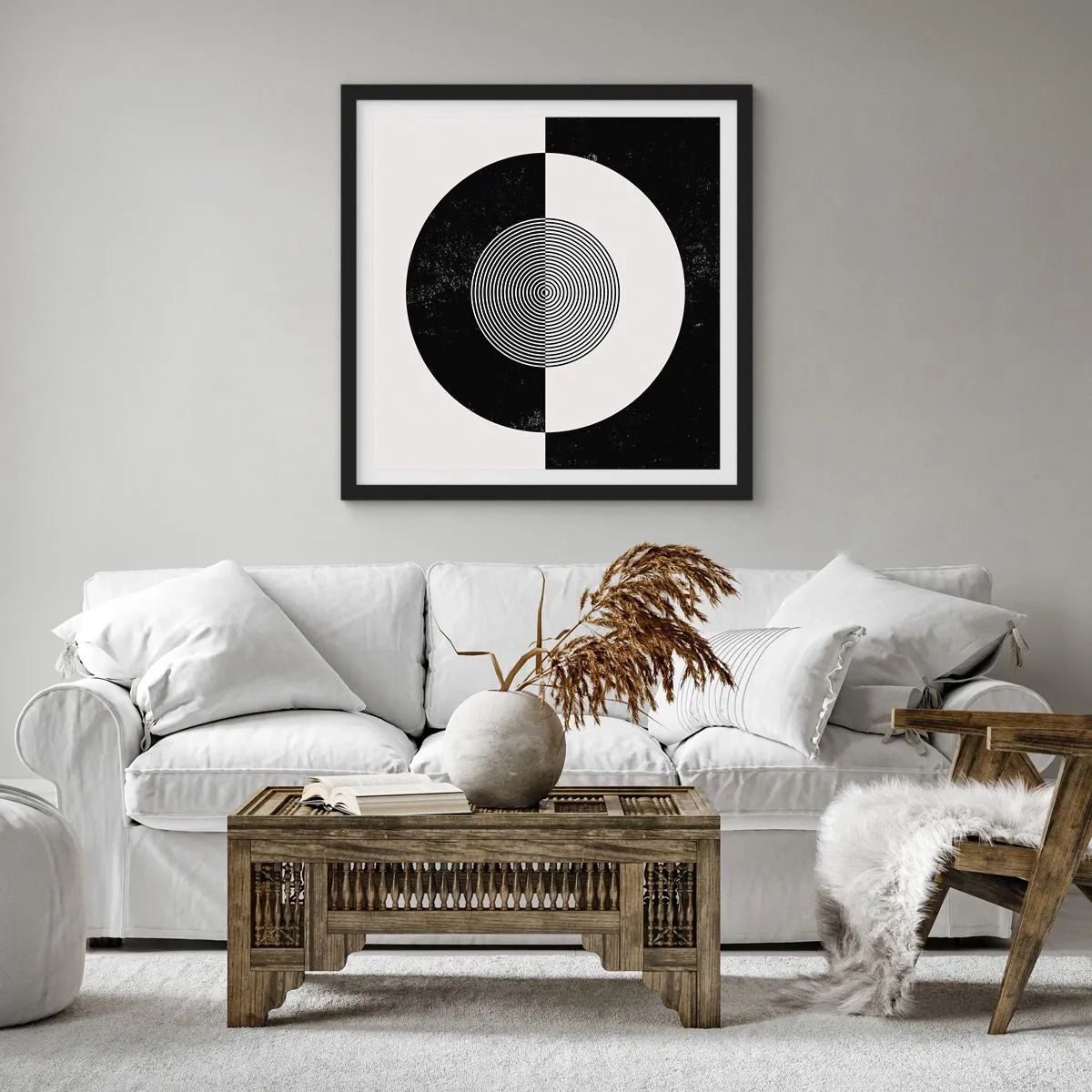 Poster in black frame - Harmony in Black and White - 60x60 cm