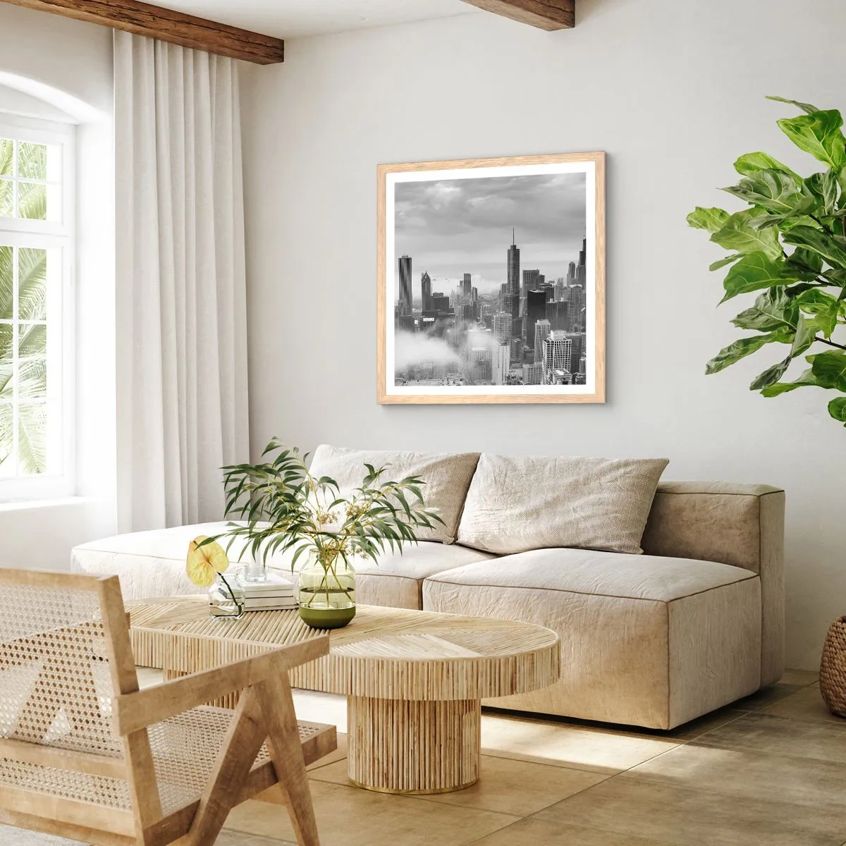 Poster in light oak frame - American Landscape - 60x60 cm