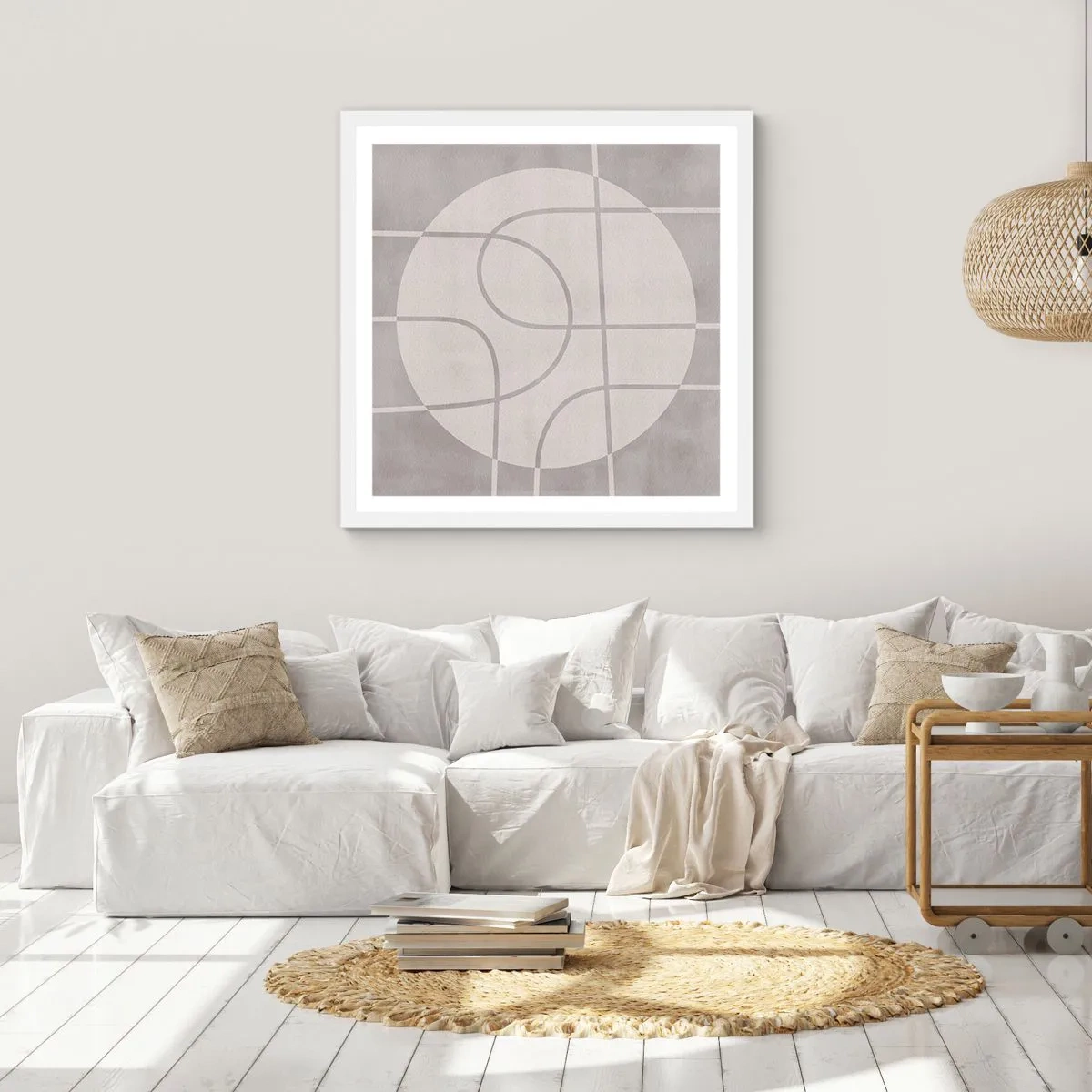 Poster in white frmae - Circular and Straight - 50x50 cm