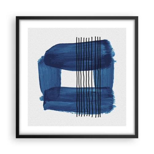 Poster in black frame - Blue and Black Composition - 50x50 cm