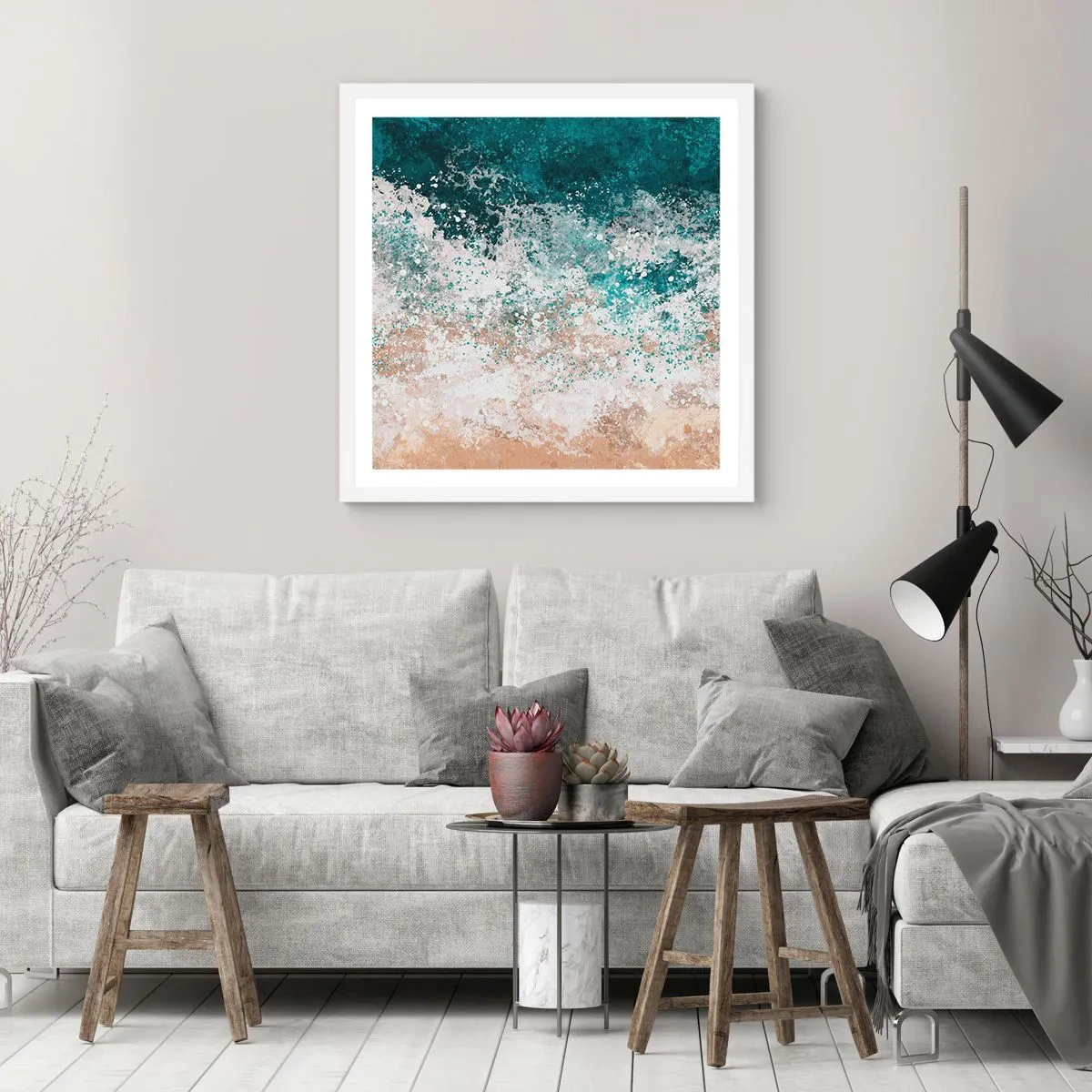 Poster in white frmae - Sea Tales - 40x40 cm
