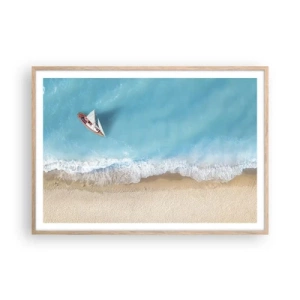 Poster in light oak frame - On the Border of Blue and Gold - 100x70 cm