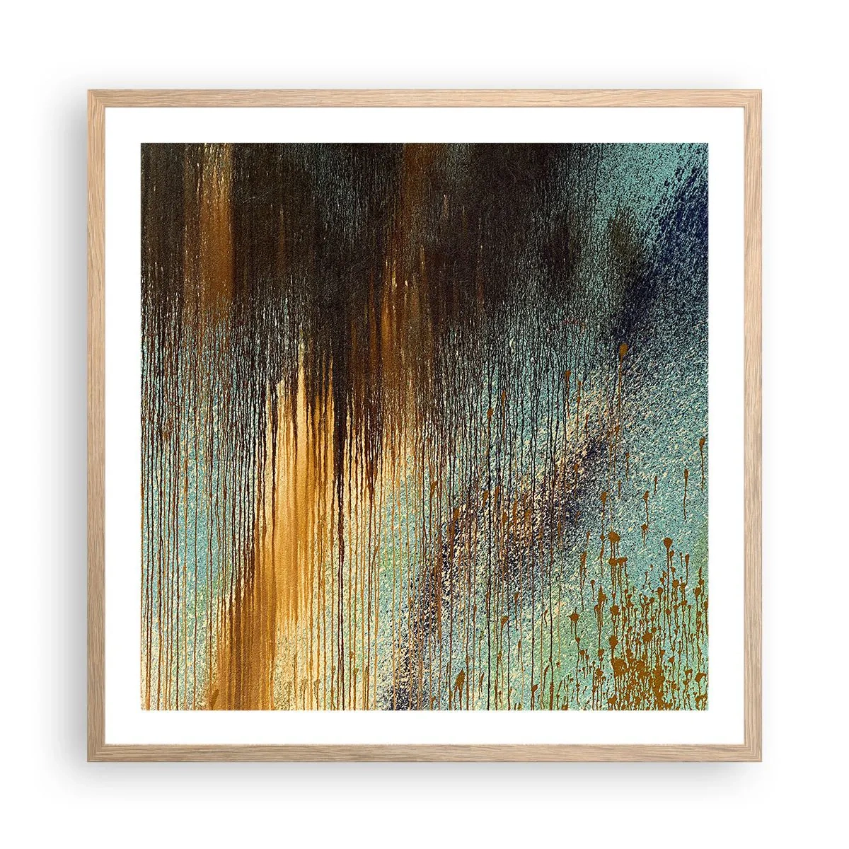 Poster in light oak frame - Non-accidental Colourful Composition - 60x60 cm