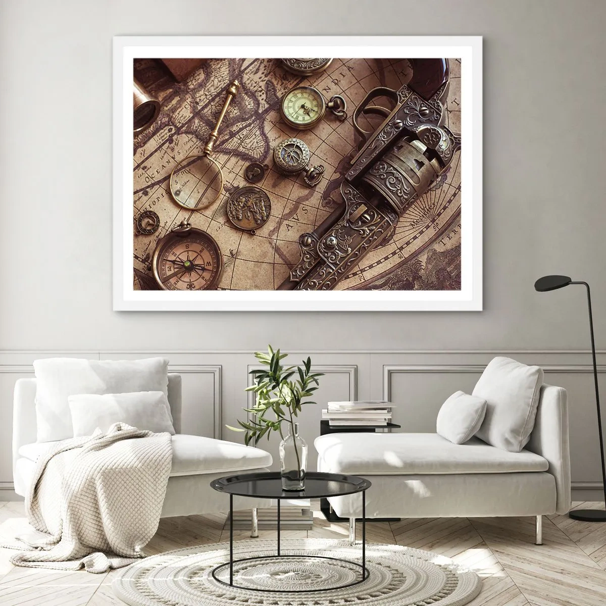 Poster in white frmae - Adventure Calls - 100x70 cm