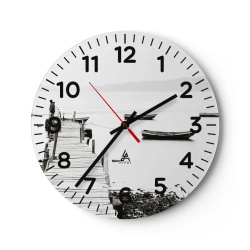 Wall clock - Clock on glass - By Waters Still and Clear - 40x40 cm