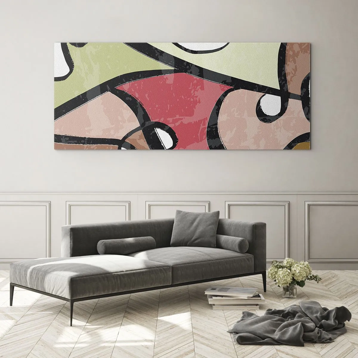 Glass picture - Pirouettes Among Colours - 90x30 cm