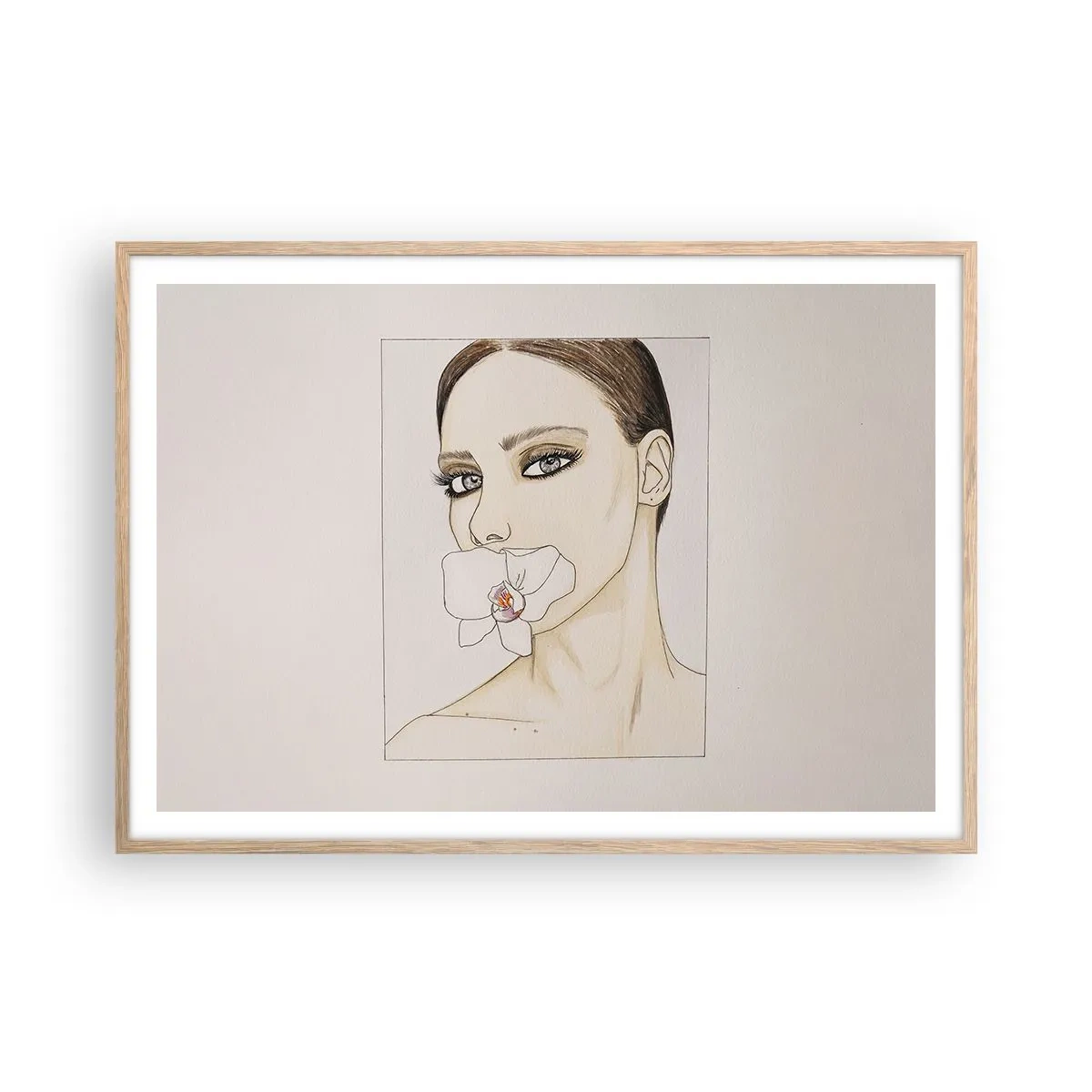 Poster in light oak frame - Symbol of Elegance and Beauty - 100x70 cm