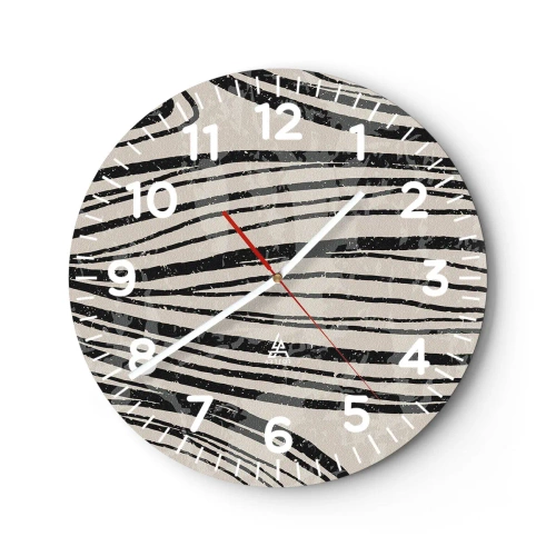 Wall clock - Clock on glass - Spillover of Lines - 40x40 cm